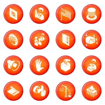 Election voting icons set red Ilustración de archivo