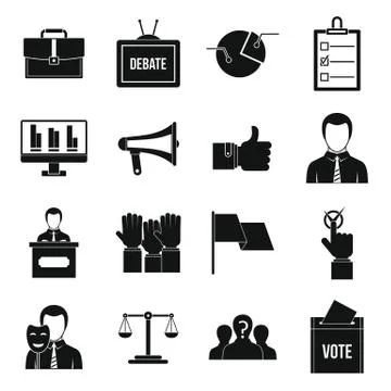 Election voting icons set, simple style Stock-Illustration