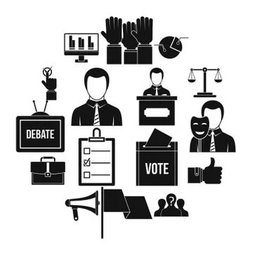 Election voting icons set, simple style Ilustración de archivo