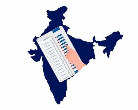 Election voting machine voting finger with ink marked in general election	 Stock Illustration