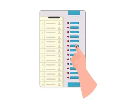 Election voting machine voting finger with ink marked on nails vector illustrati Stock Illustration