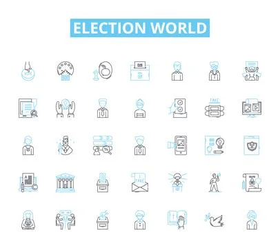 Election world linear icons set. Candidates, Voting, Ballot, Democracy, Campaign Stock Illustration