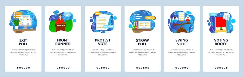 Elections and voting process. Exit poll, straw poll, voting booth. Mobile app Stock Illustration