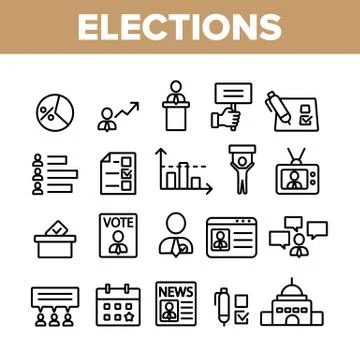 Elections Collection Elements Vector Icons Set Illustrazione stock