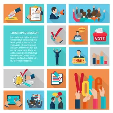 Elections Flat Icons Set Stock-Illustration