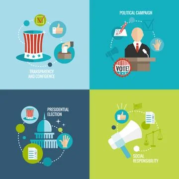 Elections icons flat decorative set Illustration