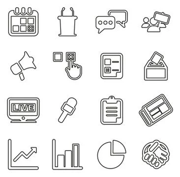 Elections or Voting Icons Thin Line Vector Illustration Set Stock-Illustration