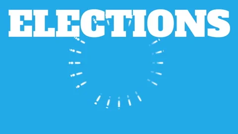 ELECTIONS text animation with circular dotted pattern on blue background Video stock 305132490