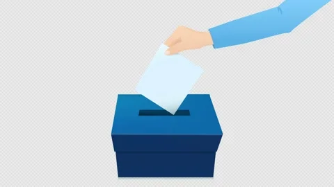 Elections Vote Box with hand putting blank paper in the ballot box animation. Stock Footage 138135306