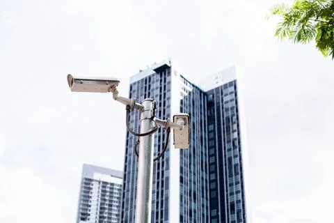 Elective focus to CCTV Camera Stock Photos