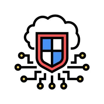 Electonic cloud protection color icon vector illustration 스톡 일러스트