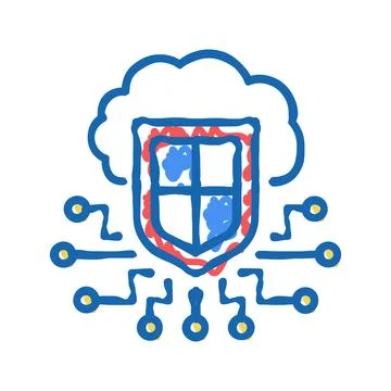 Electonic cloud protection icon doodle illustration Stock Illustration