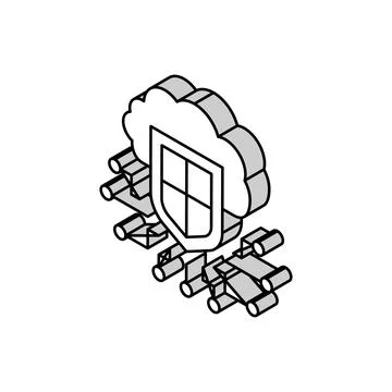 Electonic cloud protection isometric icon vector illustration 스톡 일러스트