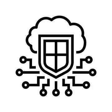 Electonic cloud protection line icon vector illustration Stockillustratie