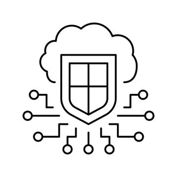 Electonic cloud protection line icon vector illustration Stock Illustration