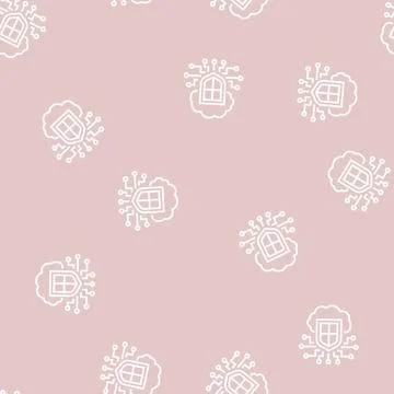 Electonic cloud protection line seamless pattern イラスト素材