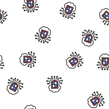 Electonic cloud protection vector seamless pattern Stock Illustration