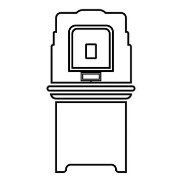 Electoral voting machine Electronic EVM Election equipment VVPAT icon outline Illustrazione stock