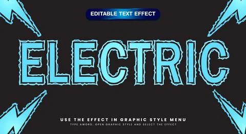 Electric 3D editable text effect template Stock Illustration