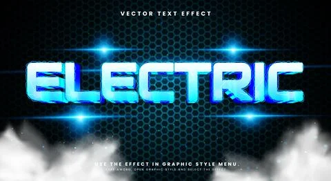 Electric 3D editable text effect template 스톡 일러스트
