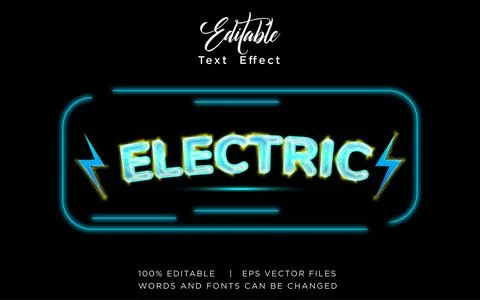 Electric 3D Editable Text Effect Vector Design Stock Illustration