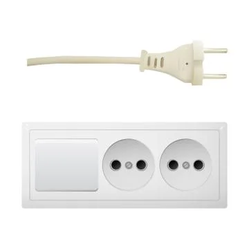 Electric adapter with two plug and switch. Stock Illustration