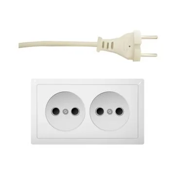 Electric adapter with two plug. Stock Illustration