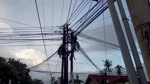 Electric and internet cable networks Stock Footage 310183877
