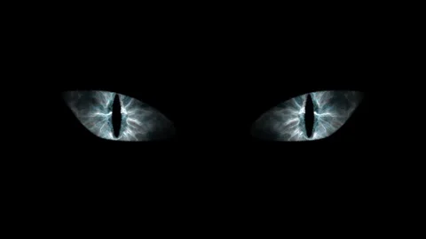 Electric and terrifying, white, cat-like gaze. Stock Footage 290978438