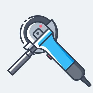 Electric angle grinder with handle and adjustable guard vector outline flat icon Stock Illustration