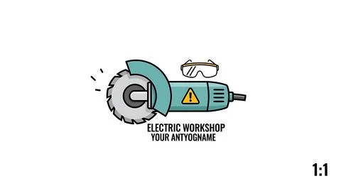 Electric angle grinder tool icon with safety glasses Stock-Illustration