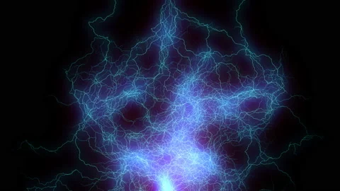 Electric arc on black background. Lightnings converge at one point. It forms a Stock Footage 112720241