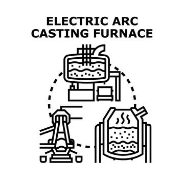 Electric arc casting furnace process technology manufacturing steel Stock Illustration