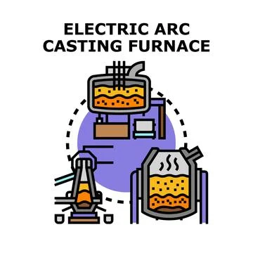 Electric arc casting furnace process technology manufacturing steel Stock Illustration
