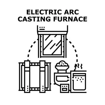 Electric arc casting furnace system metallurgy concept Stock Illustration