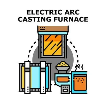 Electric arc casting furnace system metallurgy concept Stock Illustration