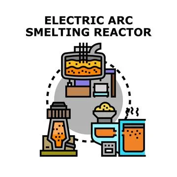 Electric arc smelting reactor process concept technology Stock Illustration