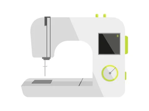 Electric automatic sewing machine white flat Illustrazione stock