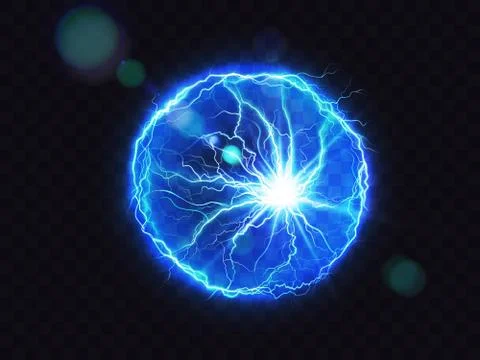 Electric ball lightning circle strike impact place Stock-Illustration