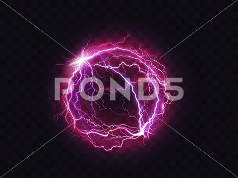Electric ball lightning circle strike impact place Stock Illustration