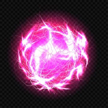 Electric ball, lightning circle strike impact place, plasma sphere in purple Stock Illustration
