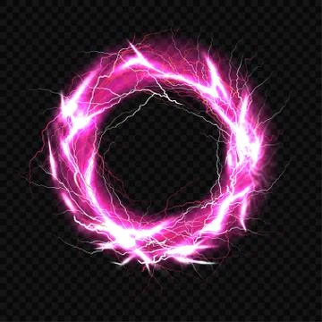 Electric ball, lightning circle strike impact place, plasma sphere in purple Stock Illustration