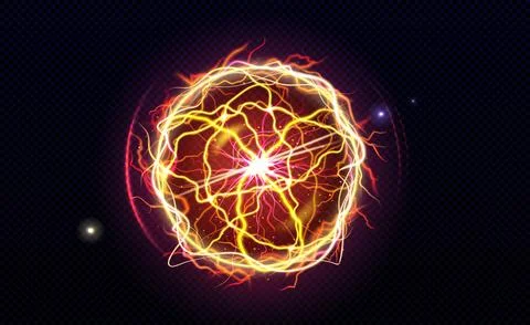 Electric ball, lightning circle strike, plasma Stock Illustration