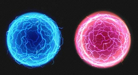 Electric balls, lightning circle strike, plasma Stock Illustration