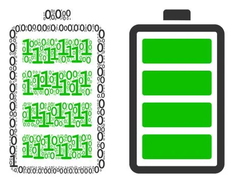 Electric Battery Collage of Binary Digits Illustrazione stock