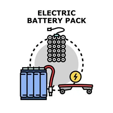 Electric battery pack powering vehicle chassis components Stock Illustration