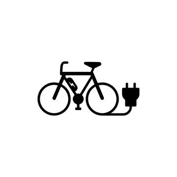 Electric Bicycle with Charging Plug. Vector icon. Stock Illustration