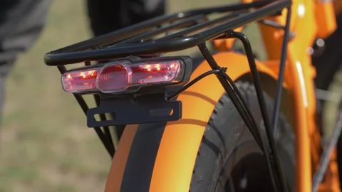 Electric Bicycle Tail Light with Brake Light Stock Footage 296734003