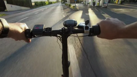 Electric bike hyperlapse at sunset. Point of view Stock Footage 132670875