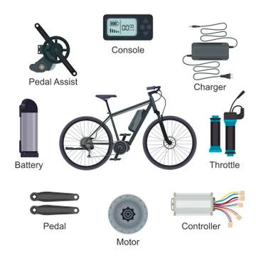 Electric bike vector e-bike transportation with ecologic cycle battery power Stock Illustration
